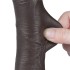 Чёрный реалистичный фаллоимитатор двухслойный со скользящей кожей (14 см)