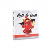 Стимулирующий презерватив-насадка Roll & Ball Cherry 