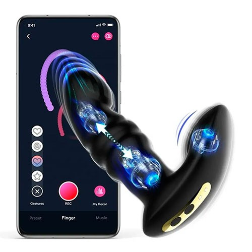 Чёрный вибростимулятор с фрикциями «Funtown Jive» от «MAGIC MOTION»