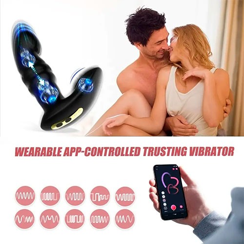 Чёрный вибростимулятор с фрикциями «Funtown Jive» от «MAGIC MOTION»