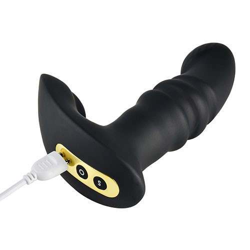 Чёрный вибростимулятор с фрикциями «Funtown Jive» от «MAGIC MOTION»