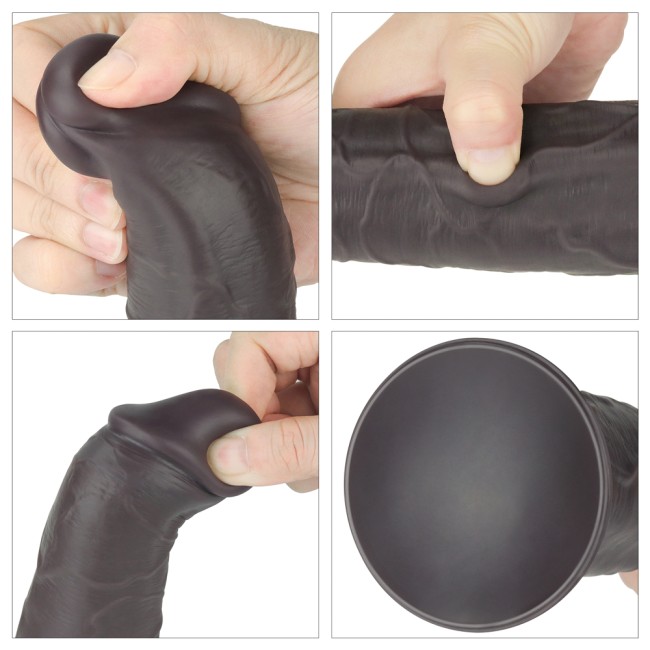 Чёрный вибратор-ротатор с пультом ДУ «8'' Dual Layered Silicone Rotator Black» от «Lovetoy» (20,5 см)