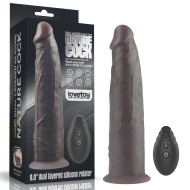 Чёрный вибратор-ротатор с пультом ДУ «9'' Dual Layered Silicone Rotator Black» от «Lovetoy»