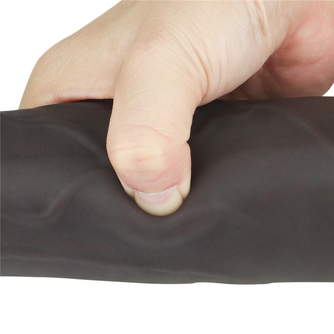 Чёрный вибратор-ротатор с пультом ДУ «9'' Dual Layered Silicone Rotator Black» от «Lovetoy»