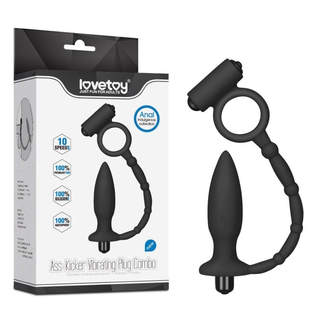 Анальная втулка с эрекционным кольцом «Ass-Kicker Vibrating Plug Combo» от «Lovetoy» Анальная втулка с эрекционным кольцом «Ass-Kicker Vibrating Plug Combo» от «Lovetoy»