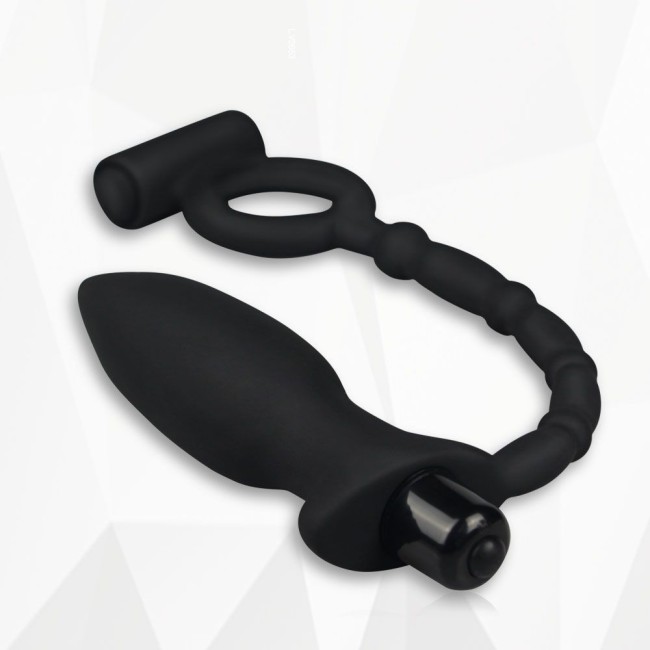 Анальная втулка с эрекционным кольцом «Ass-Kicker Vibrating Plug Combo» от «Lovetoy» Анальная втулка с эрекционным кольцом «Ass-Kicker Vibrating Plug Combo» от «Lovetoy»