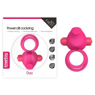 Розовое эрекционное виброкольцо «Power DUO clit cockring» от «Lovetoy»