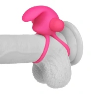 Розовое эрекционное виброкольцо «Power DUO clit cockring» от «Lovetoy»
