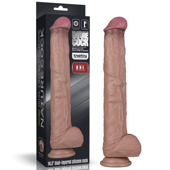 Светлый фаллоимитатор-реалистик с двойным покрытием «14.5'' Dual Layered Bendable Silicone Cock XXL» от «Lovetoy» (29,8 см)