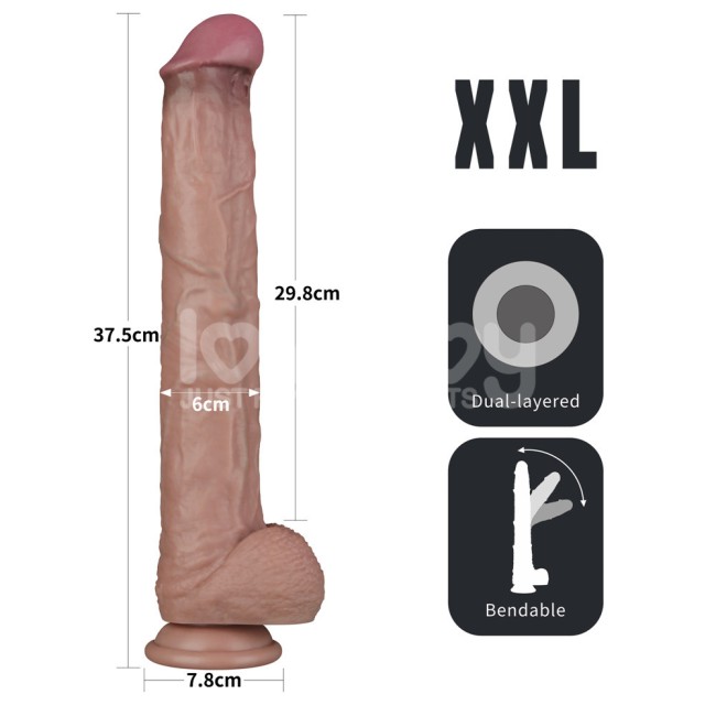 Светлый фаллоимитатор-реалистик с двойным покрытием «14.5'' Dual Layered Bendable Silicone Cock XXL» от «Lovetoy» (29,8 см)