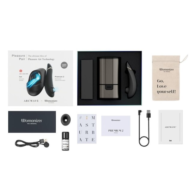 Набор для пар WOW Pleasure Pair: клиторальный стимулятор Womanizer PREMIUM 2 + мастурбатор Arcwave Ion