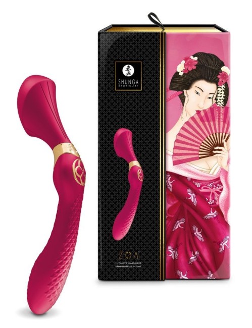 Малиновый двусторонний вибростимулятор «ZOA» от «SHUNGA» 