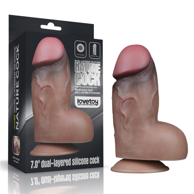 Толстый фаллоимитатор с двойным покрытием «7.0'' Dual Layered Platinum Silicone Cock» от «Lovetoy» (11,5 см)