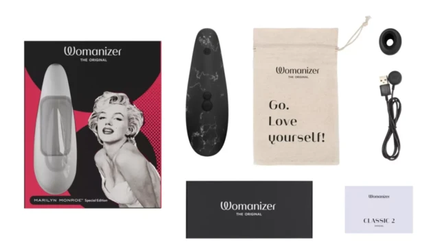 Клиторальный вакуумно-волновой массажер «Marilyn Monroe» от «Womanizer» Special Edition Клиторальный вакуумно-волновой массажер «Marilyn Monroe» от «Womanizer» Special Edition