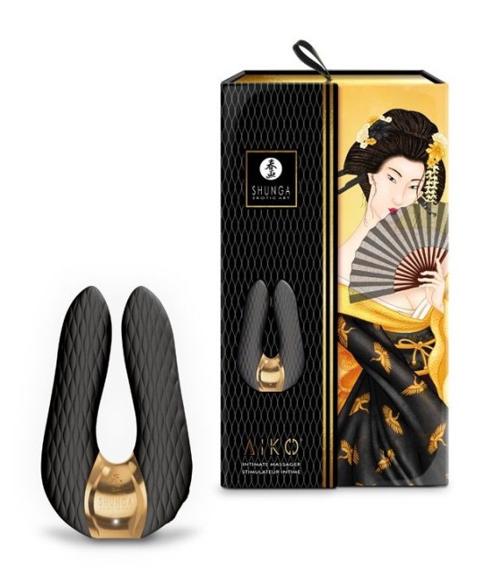 Чёрный двойной вибростимулятор с двумя моторами «AIKO» от «SHUNGA» Чёрный двойной вибростимулятор с двумя моторами «AIKO» от «SHUNGA»