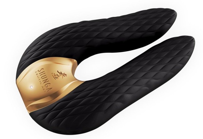 Чёрный двойной вибростимулятор с двумя моторами «AIKO» от «SHUNGA» Чёрный двойной вибростимулятор с двумя моторами «AIKO» от «SHUNGA»