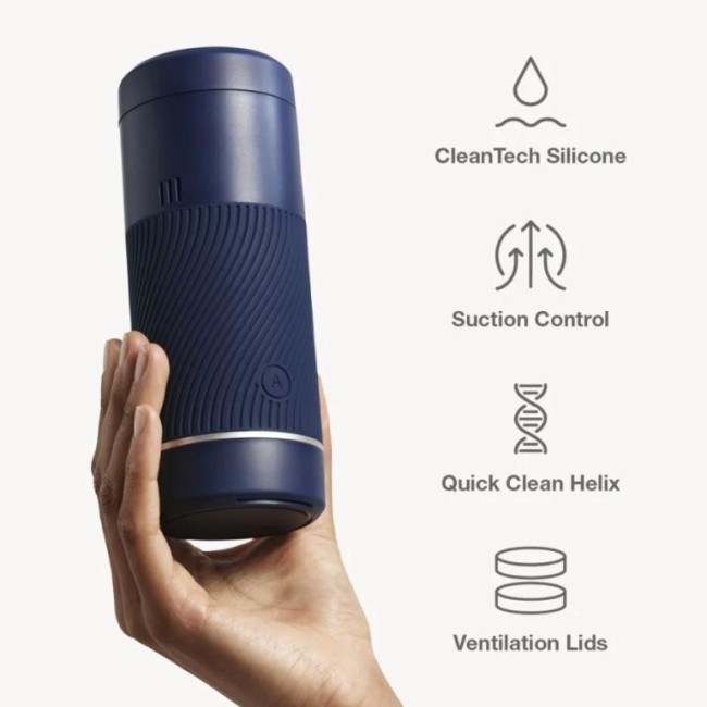 Синий мастурбатор с контролем всасывания «Pow Stroker» от «Arcwave» 