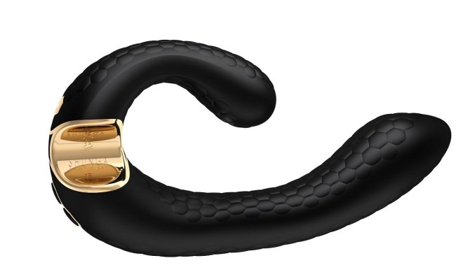 Чёрный гибкий вибростимулятор с двумя моторами «MIYO» от «SHUNGA» 