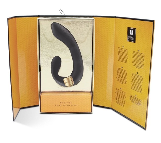 Чёрный гибкий вибростимулятор с двумя моторами «MIYO» от «SHUNGA» 