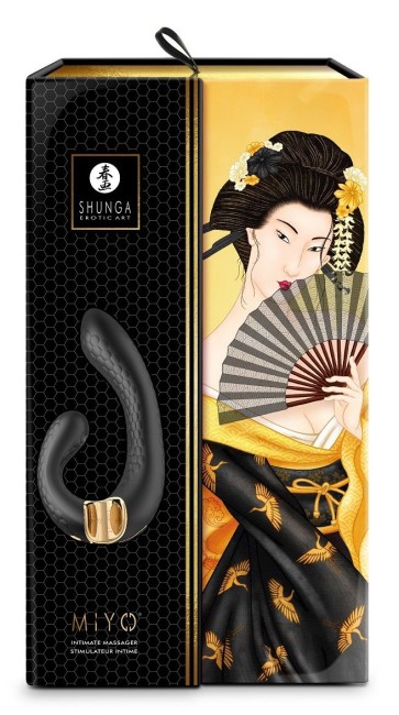 Чёрный гибкий вибростимулятор с двумя моторами «MIYO» от «SHUNGA» 