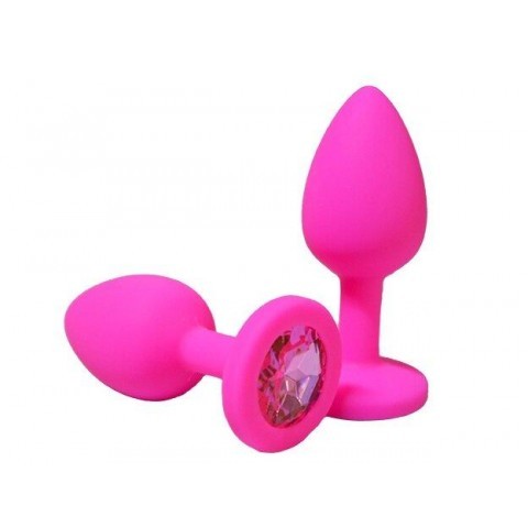 Розовая анальная пробка с розовым кристаллом (размер S) Розовая анальная пробка с розовым кристаллом (размер S)