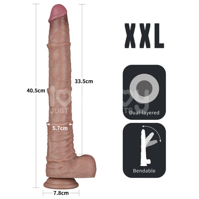 Светлый фаллоимитатор-реалистик с двойным покрытием «16'' Dual Layered Bendable Silicone Cock XXL» от «Lovetoy» (33,5 см) Светлый фаллоимитатор-реалистик с двойным покрытием «16'' Dual Layered Bendable Silicone Cock XXL» от «Lovetoy» (33,5 см)