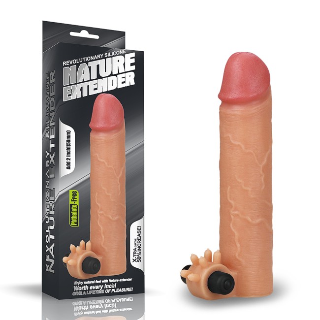 Насадка на пенис с вибропулей «Nature Extender Flesh» от «Lovetoy» (17,5 см)