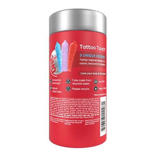 Презервативы с текстурой в виде татуировок «ONE Tattoo Touch» (12 шт.)