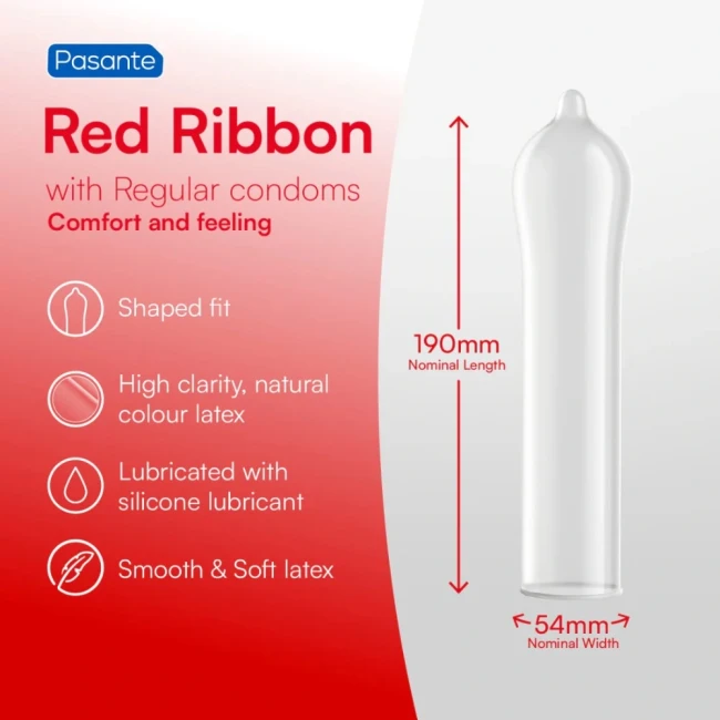 Анатомические презервативы со смазкой «Red Ribbon» от «Pasante» (144 шт.)