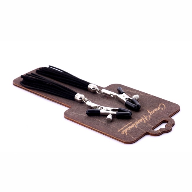 Зажимы на соски с кисточками из замши черные «Прищепки» от «Crazy Handmade» Зажимы на соски с кисточками из замши черные «Прищепки» от «Crazy Handmade»