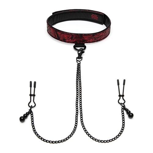 Ошейник с зажимами для сосков «Reversible Collar Nipple Clamps» от «Fifty Shades of Grey»