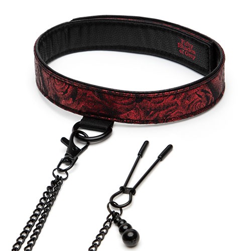 Ошейник с зажимами для сосков «Reversible Collar Nipple Clamps» от «Fifty Shades of Grey»