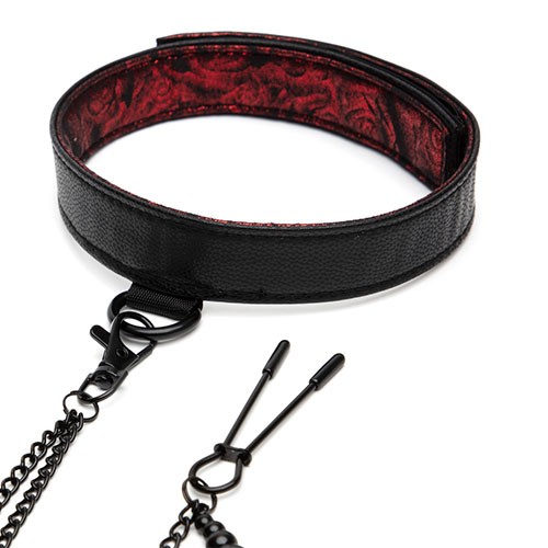 Ошейник с зажимами для сосков «Reversible Collar Nipple Clamps» от «Fifty Shades of Grey»