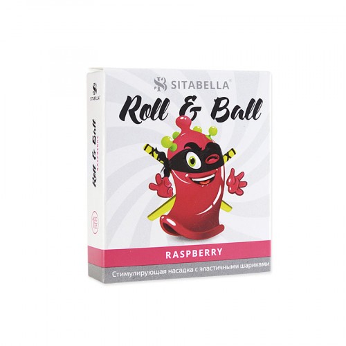 Стимулирующий презерватив-насадка Roll & Ball Raspberry  Стимулирующий презерватив-насадка Roll & Ball Raspberry