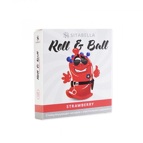 Стимулирующий презерватив-насадка Roll & Ball Strawberry  Стимулирующий презерватив-насадка Roll & Ball Strawberry