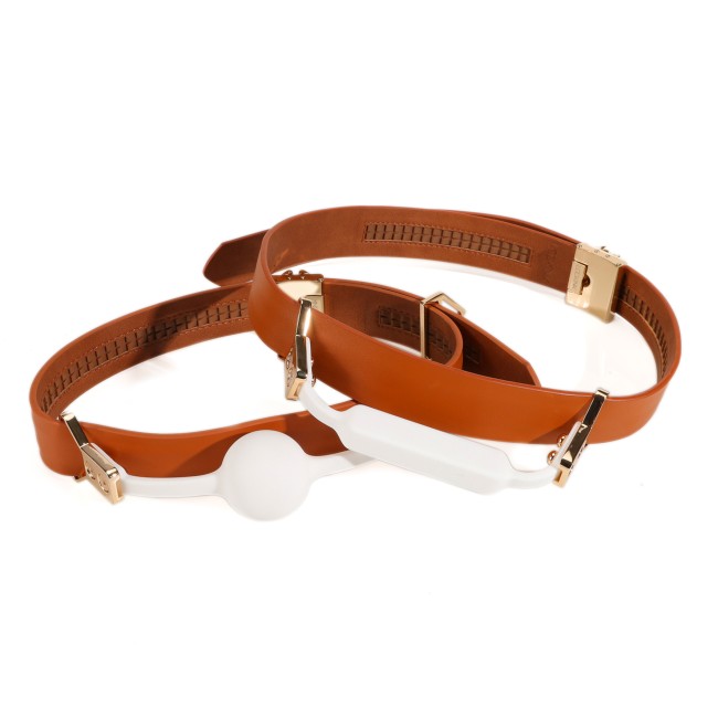 Коричневый набор БДСМ «Ball-Gag & Gag-bite Set» от «LOCKINK» Коричневый набор БДСМ «Ball-Gag & Gag-bite Set» от «LOCKINK»