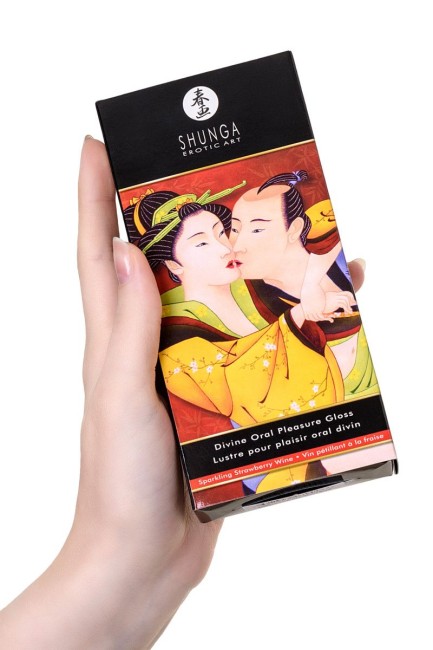 Возбуждающий блеск для губ со вкусом клубники и шампанского «Божественное удовольствие» (Shunga) 