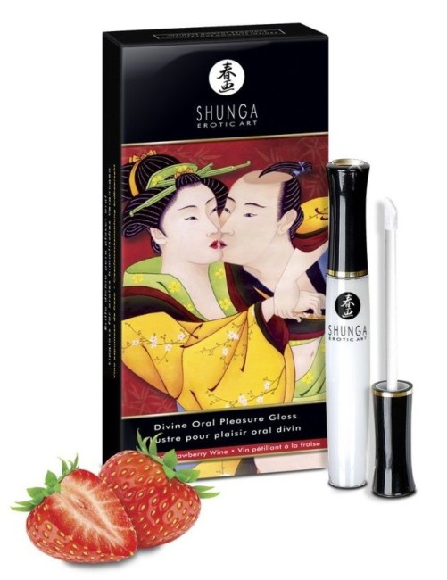 Возбуждающий блеск для губ со вкусом клубники и шампанского «Божественное удовольствие» (Shunga) 