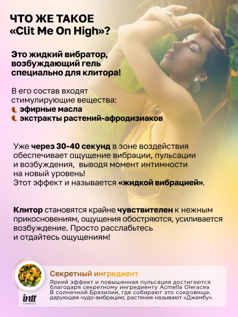 Согревающий жидкий вибратор для клитора со вкусом вишни «Clit Me On Red Fruits» от «Intt» (12 ML)