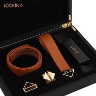 Коричневый набор БДСМ «Tied Collar with Leash Set» от «LOCKINK»