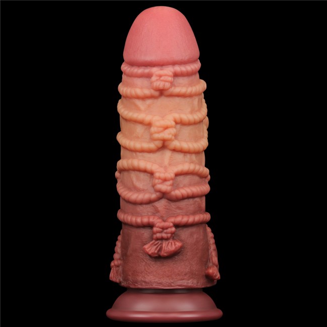 Реалистичный фаллоимитатор с мошонкой и рельефом из веревок Lovetoy Silicone Cock with Rope (17 см) 