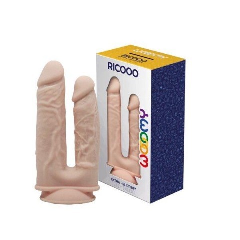 Двойной фаллоимитатор Wooomy Ricooo, с присоской (19 см)