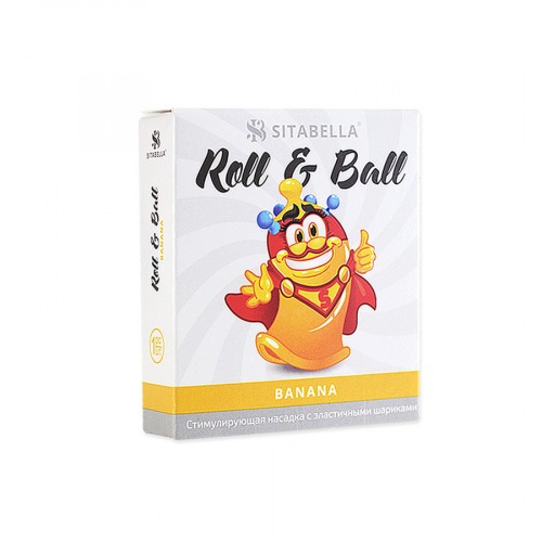 Стимулирующий презерватив-насадка Roll & Ball Banana Стимулирующий презерватив-насадка Roll & Ball Banana