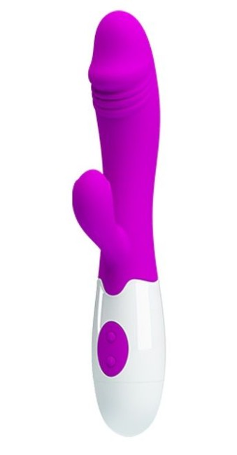 Лиловый вибратор Snappy с клиторальным отростком  