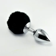 Металлическая втулка с хвостиком «Large Pompon» (чёрный)