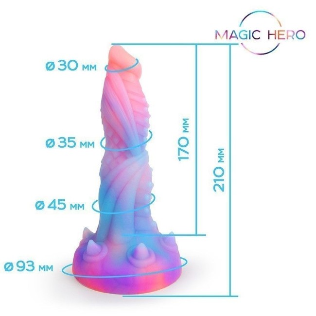 Светящийся в темноте фаллоимитатор с шипами от «Magic Hero» (17 см) Светящийся в темноте фаллоимитатор с шипами от «Magic Hero» (17 см)