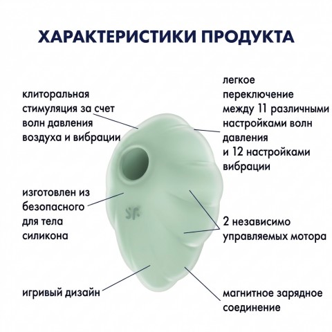 Стимулятор клитора с вибрацией и воздушной стимуляцией «Cloud Dancer» от «Satisfyer» (ментоловый)