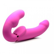 Надувной безременной страпон с вибрацией и пультом ДУ Strap U Remote Control Inflatable Ergo-Fit Strapless Strap-On (розовый)