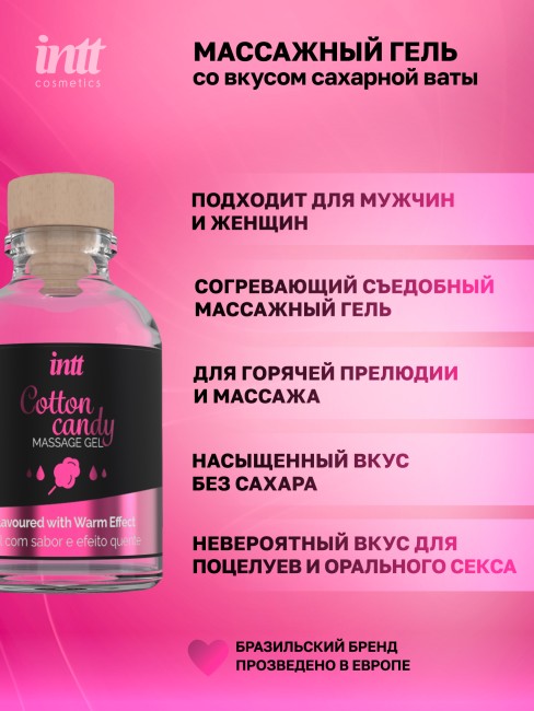 Съедобный гель для интимного массажа Сахарная вата «Cotton Candy Massage Gel» от «Intt» (30 ML) Съедобный гель для интимного массажа Сахарная вата «Cotton Candy Massage Gel» от «Intt» (30 ML)