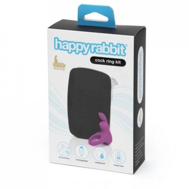 Эрекционное кольцо с вибрацией от «Happy Rabbit» (фиолетовое)
